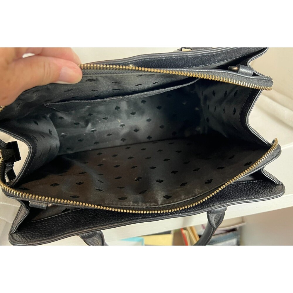 Kate Spade Black Pebble Leather Structured Satchel Bag Purse Handbag - Picture 13 of 15